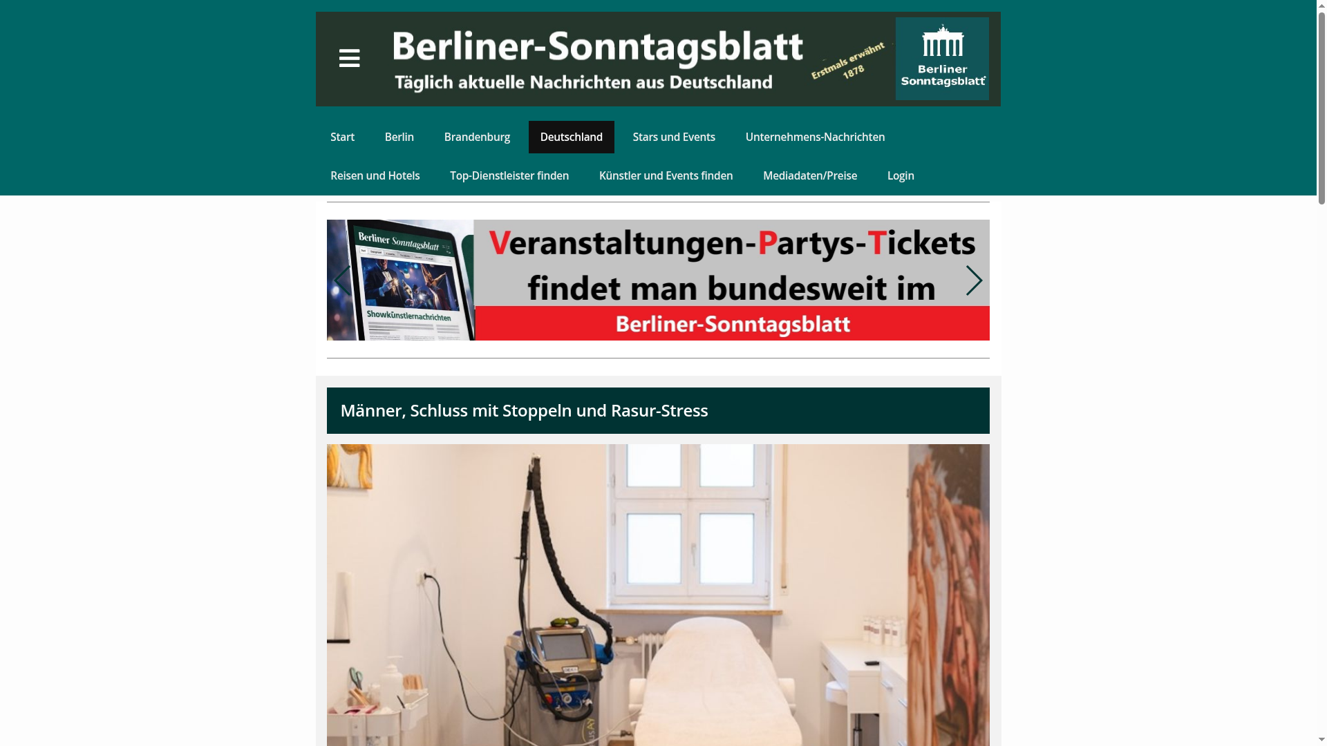 Artikel in Berliner Sonntagsblatt: Männer, Schluss mit Stoppeln und Rasur-Stress
